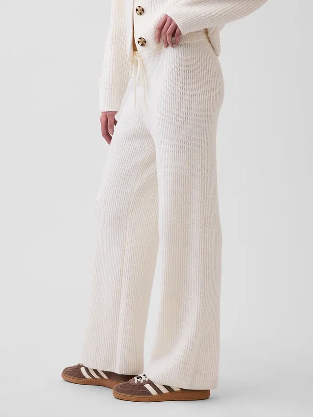 Cashsoft Shaker-Stitch Sweater Pants
