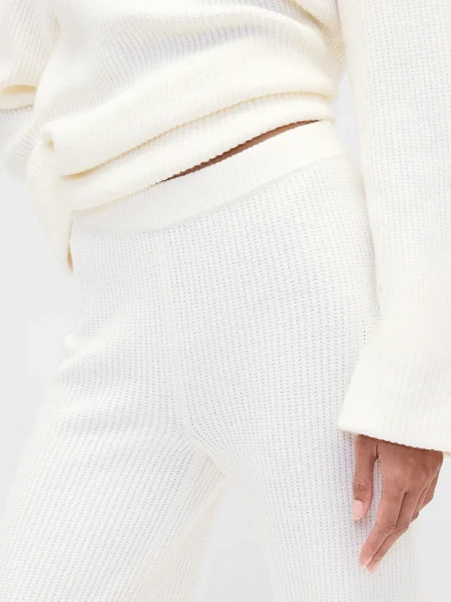 Cashsoft Shaker-Stitch Sweater Pants