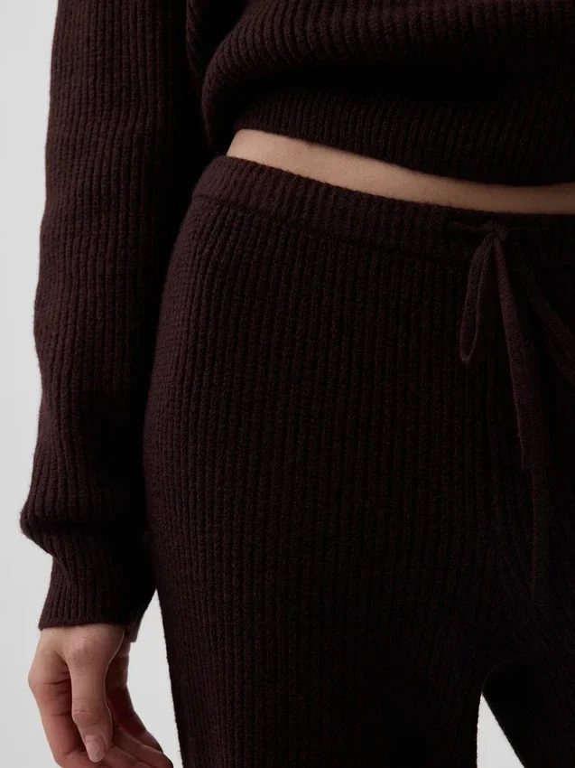 Cashsoft Shaker-Stitch Sweater Pants