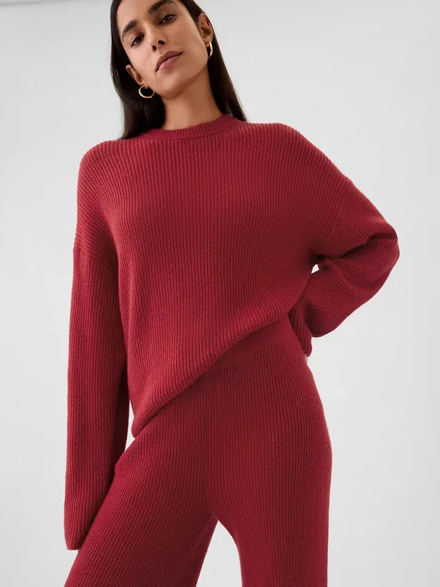 Cashsoft Shaker-Stitch Sweater Pants