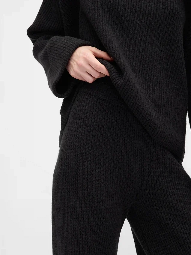 Cashsoft Shaker-Stitch Sweater Pants
