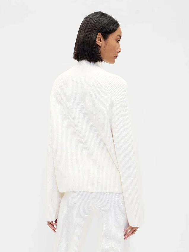 Cashsoft Shaker-Stitch Turtleneck Sweater