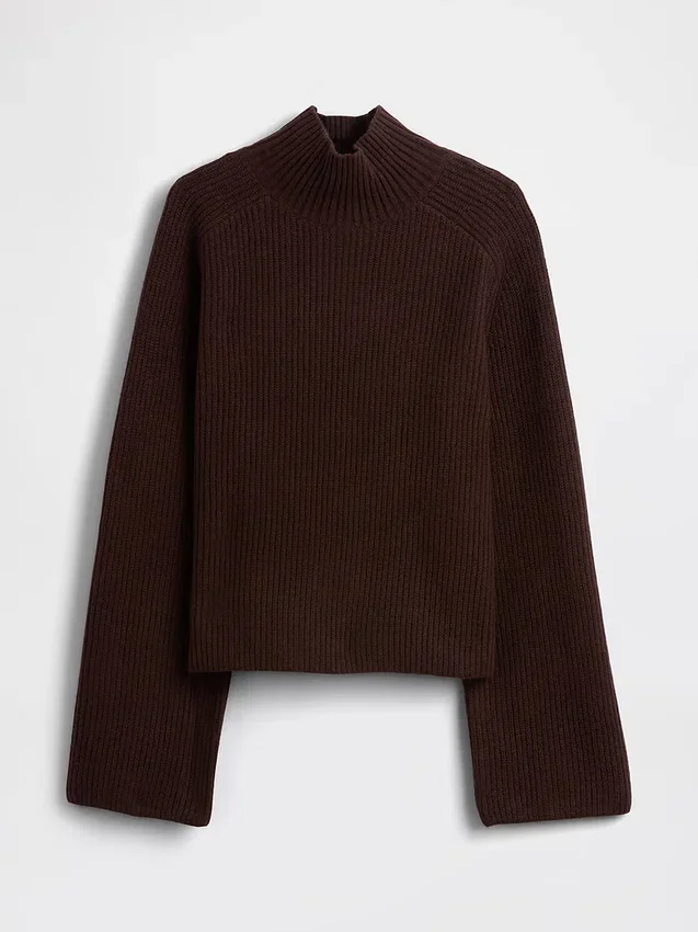 Cashsoft Shaker-Stitch Turtleneck Sweater