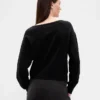 Cashsoft Stretch Lantern-Sleeve Crop Sweater