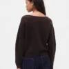 Cashsoft Stretch Lantern-Sleeve Crop Sweater