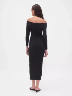 Cashsoft Stretch Off-Shoulder Midi Sweater Dress