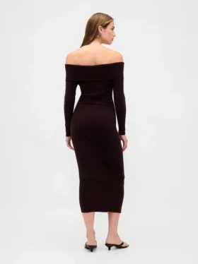 Cashsoft Stretch Off-Shoulder Midi Sweater Dress