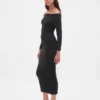 Cashsoft Stretch Off-Shoulder Midi Sweater Dress