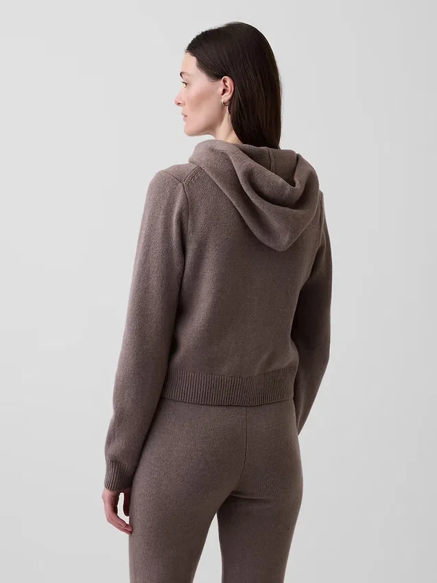 Cashsoft Sweater Crop Zip Hoodie