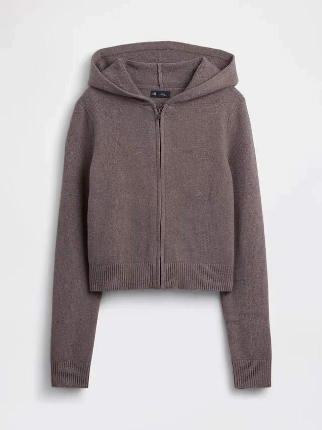 Cashsoft Sweater Crop Zip Hoodie