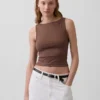 Closeknit Jersey Boatneck Crop Tank Top