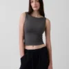 Closeknit Jersey Boatneck Crop Tank Top