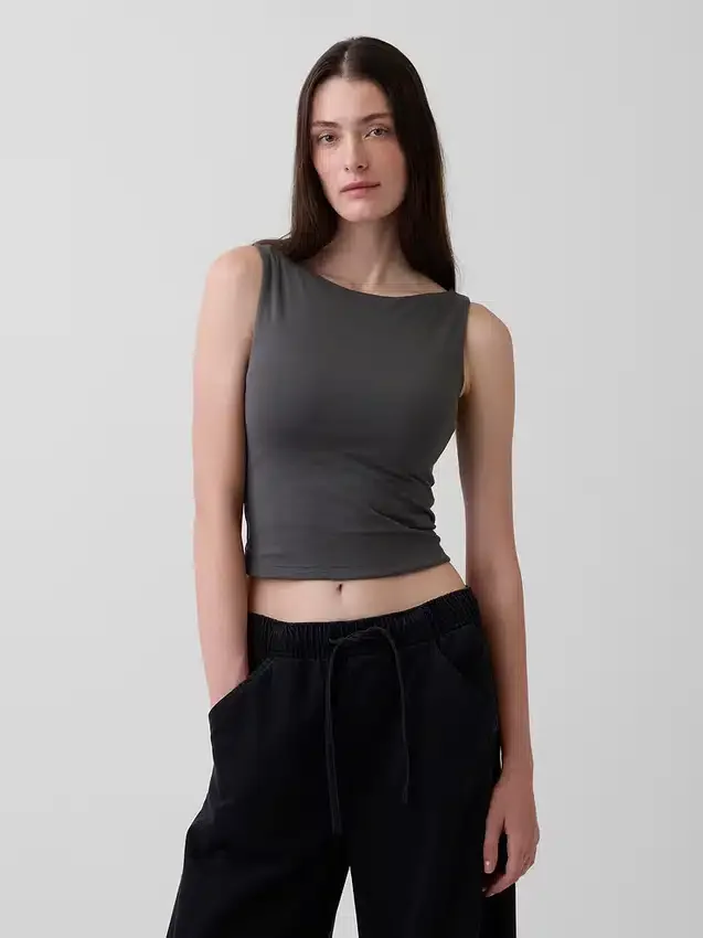 Closeknit Jersey Boatneck Crop Tank Top