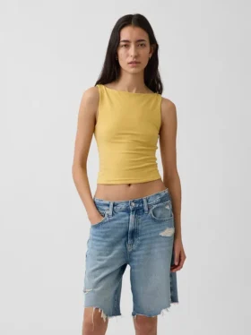 Closeknit Jersey Boatneck Crop Tank Top