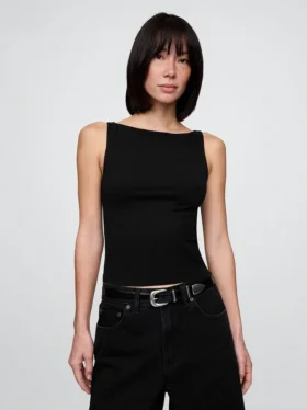Closeknit Jersey Boatneck Crop Tank Top