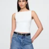 Closeknit Jersey Boatneck Crop Tank Top