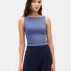 Closeknit Jersey Boatneck Crop Tank Top