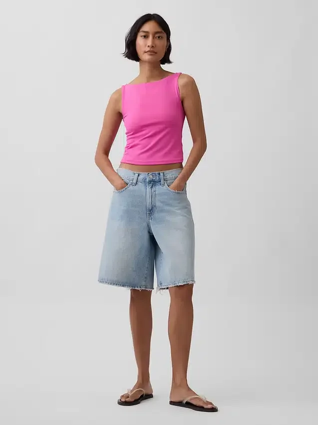 Closeknit Jersey Boatneck Crop Tank Top
