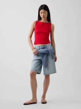 Closeknit Jersey Boatneck Crop Tank Top