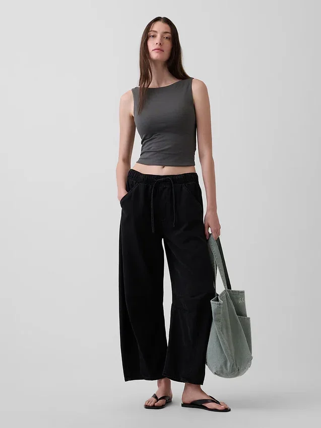 Closeknit Jersey Boatneck Crop Tank Top