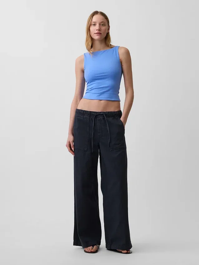Closeknit Jersey Boatneck Crop Tank Top