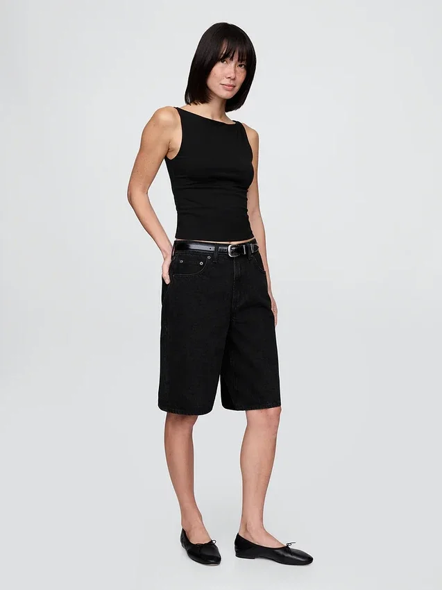 Closeknit Jersey Boatneck Crop Tank Top