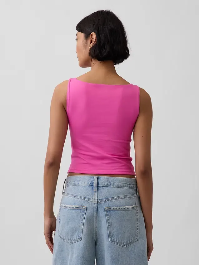 Closeknit Jersey Boatneck Crop Tank Top