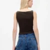 Closeknit Jersey Boatneck Crop Tank Top