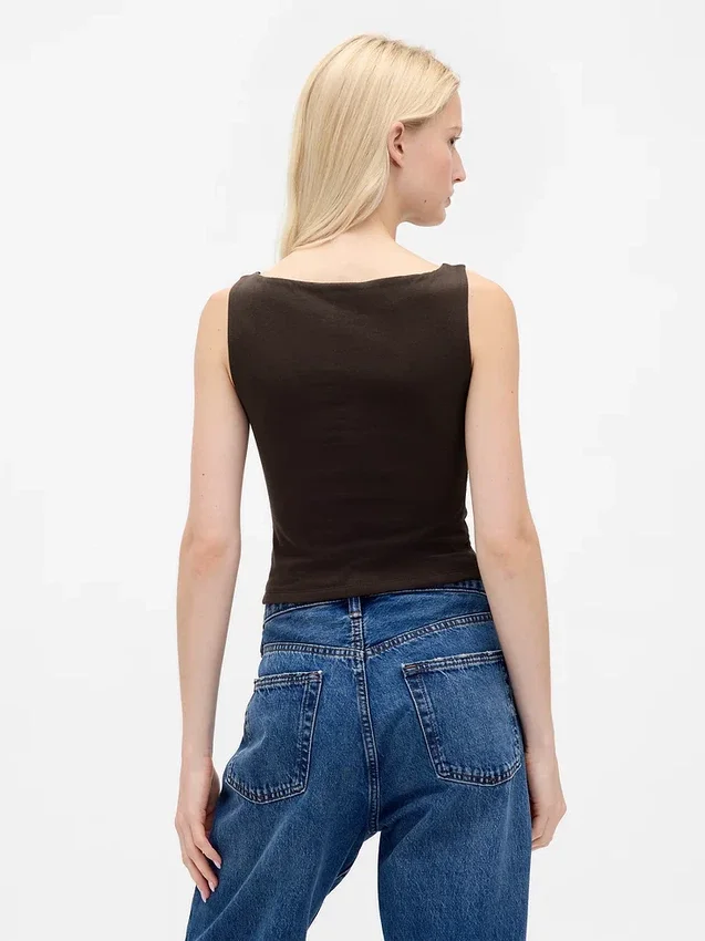 Closeknit Jersey Boatneck Crop Tank Top