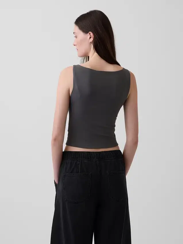 Closeknit Jersey Boatneck Crop Tank Top