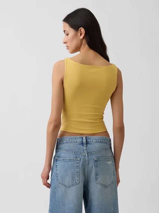 Closeknit Jersey Boatneck Crop Tank Top