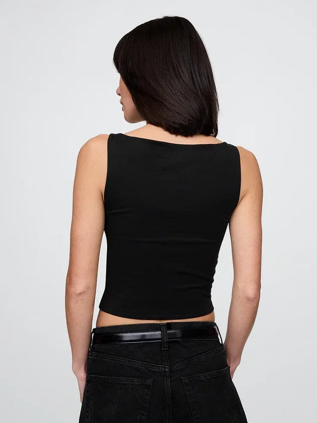 Closeknit Jersey Boatneck Crop Tank Top