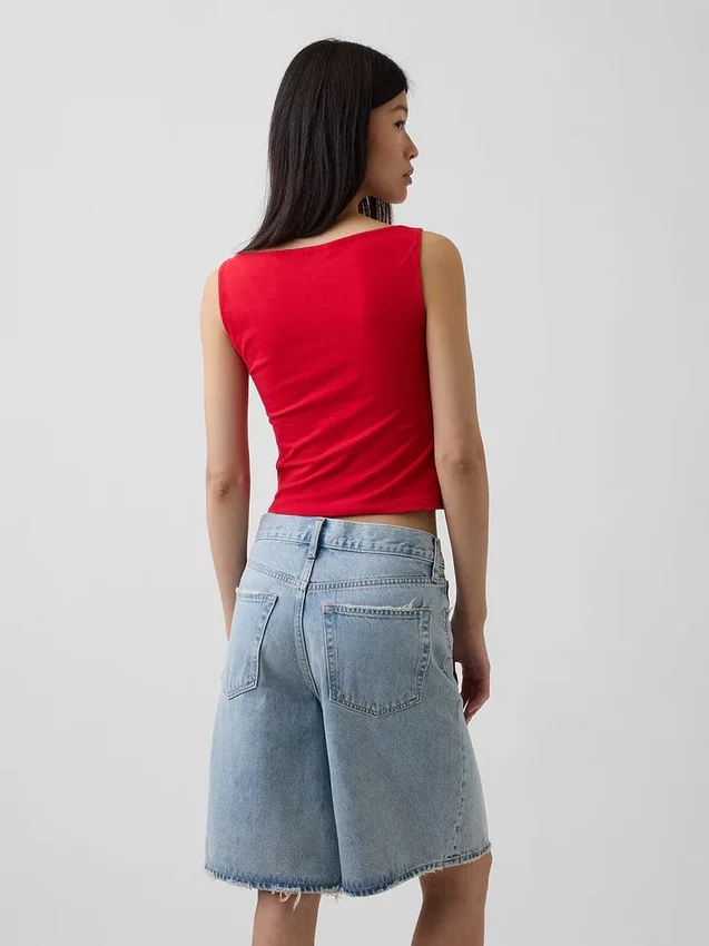 Closeknit Jersey Boatneck Crop Tank Top