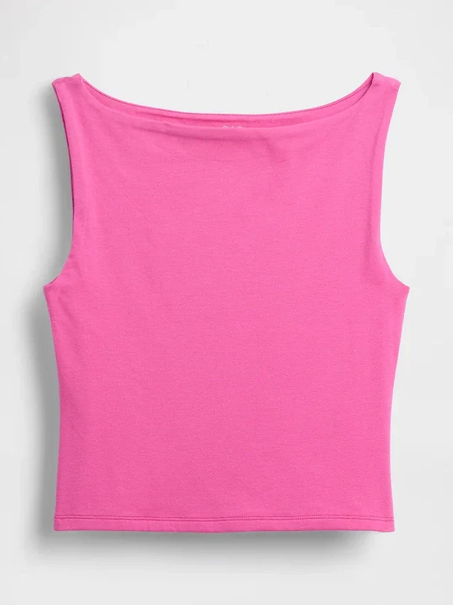 Closeknit Jersey Boatneck Crop Tank Top