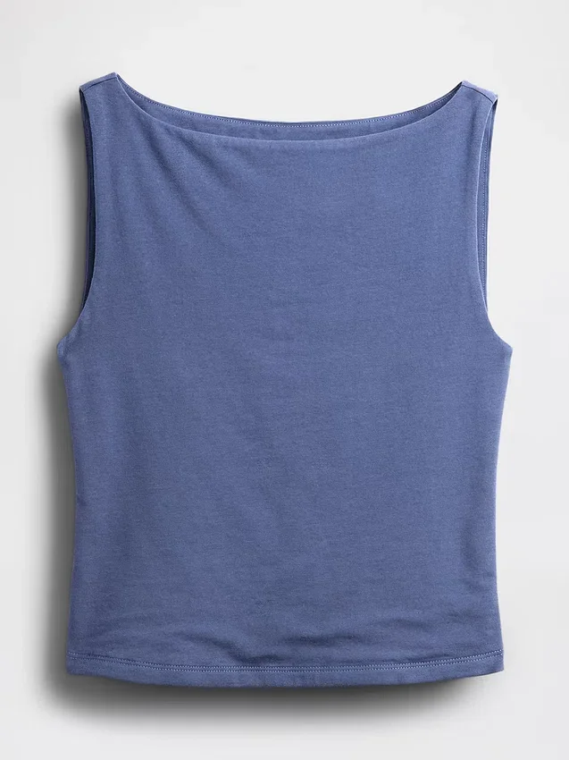 Closeknit Jersey Boatneck Crop Tank Top