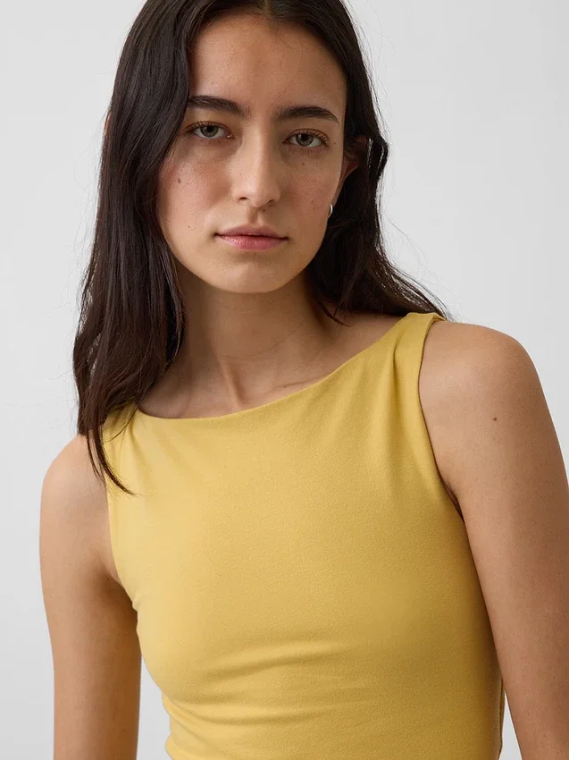 Closeknit Jersey Boatneck Crop Tank Top