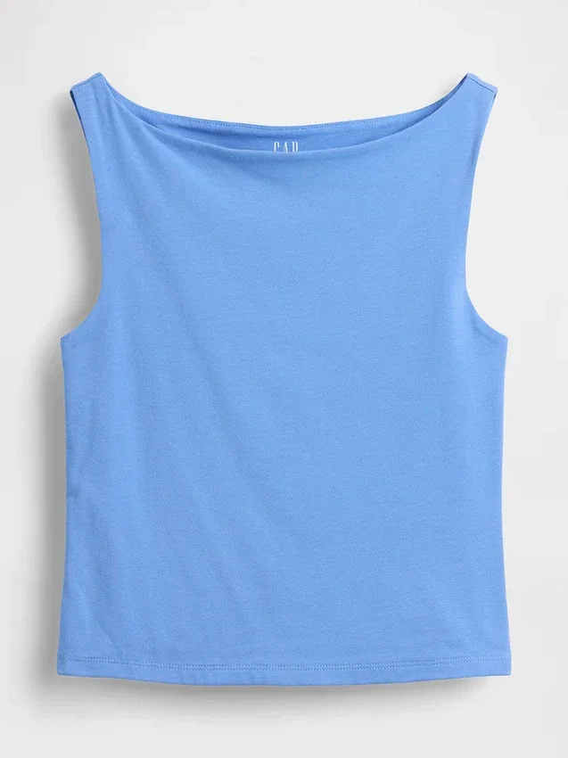 Closeknit Jersey Boatneck Crop Tank Top