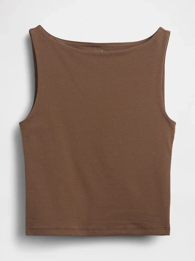 Closeknit Jersey Boatneck Crop Tank Top