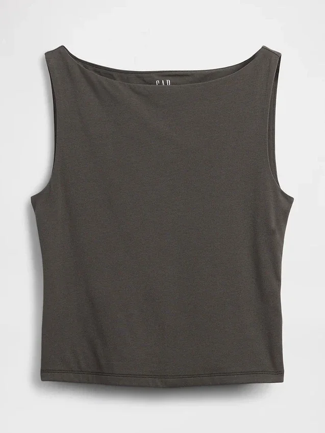 Closeknit Jersey Boatneck Crop Tank Top