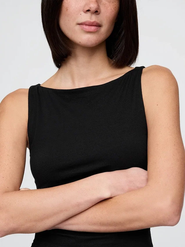 Closeknit Jersey Boatneck Crop Tank Top