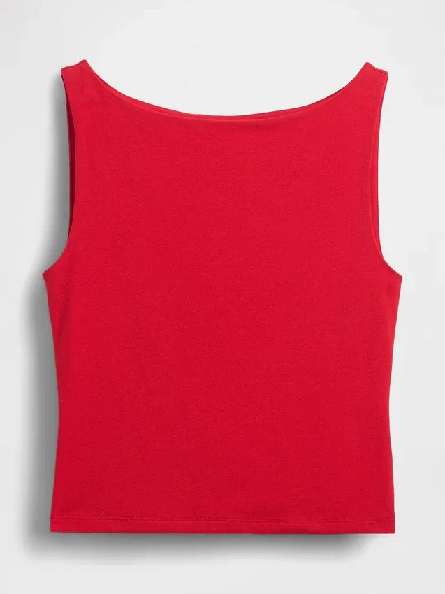 Closeknit Jersey Boatneck Crop Tank Top