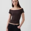 Closeknit Jersey Off-Shoulder Crop T-Shirt