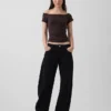 Closeknit Jersey Off-Shoulder Crop T-Shirt