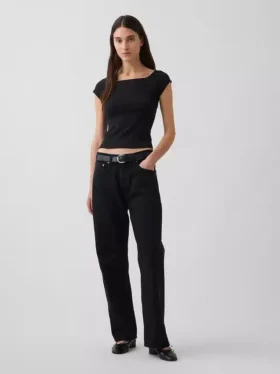 Closeknit Jersey Off-Shoulder Crop T-Shirt