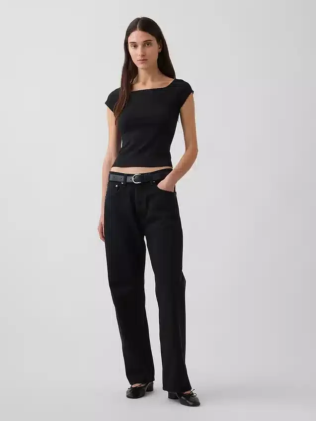 Closeknit Jersey Off-Shoulder Crop T-Shirt