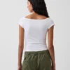 Closeknit Jersey Off-Shoulder Crop T-Shirt