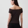 Closeknit Jersey Off-Shoulder Crop T-Shirt