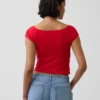 Closeknit Jersey Off-Shoulder Crop T-Shirt