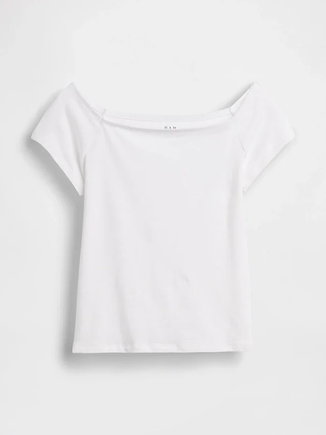 Closeknit Jersey Off-Shoulder Crop T-Shirt