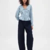 Collared V-Neck Peplum Top